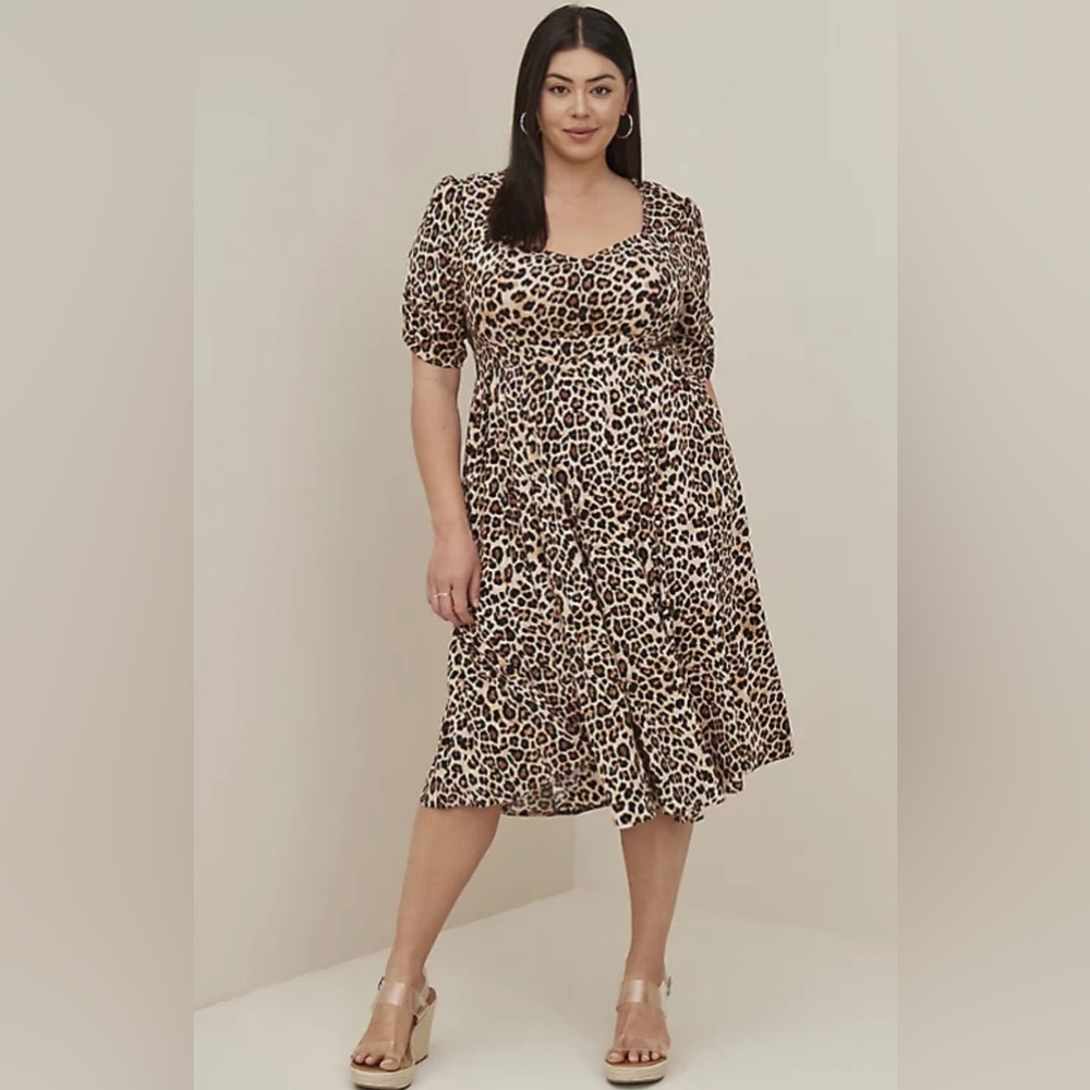 Torrid Sweetheart Skater Dress-Poplin Leopard